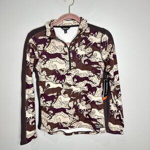 Kerrits Kids Plush Printed Fleece half zip Size XL Horse Equestrian Warm NWT